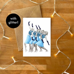 Glamour Girls Lindy Hop carte de voeux avec enveloppe et paillettes | Carte d'anniversaire vierge | de lindy hop | Carte de danse swing