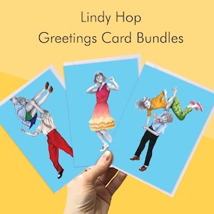 Lindy Hop Happy Dance Grüße Kartenset | Swing Dance Notizen | Lindy Hop Karten Set | Geburtstag | Valentinstag | Feier
