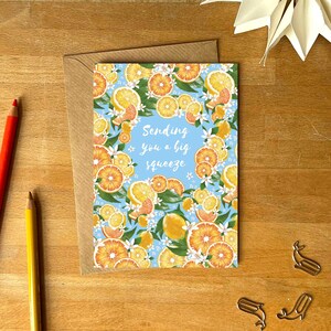 Carte de voeux grand format avec enveloppe | Envoyer une carte câlin | Fruits d'été | Je pense à vous | Bon rétablissement