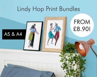 Lindy Hop Art Print Set: Vintage Swing Dance Illustrations | Mix & Match