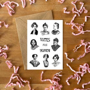Votes pour les femmes carte de vœux | petit papier féministe avec enveloppe kraft | Saint-Valentin | Suffragette | Carte pour la Journée internationale de la femme