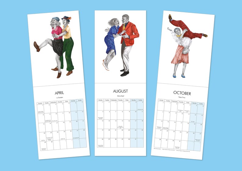 2024 Lindy Hop Wall Calendar Swing Dance Monthly Calendar Wall Calendar Illustrated Planner image 6