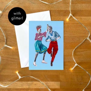 Ce vendredi-là, vous êtes heureux de danser carte de voeux avec enveloppe | d'anniversaire de danse swing | Carte Lindy Hop | carte d'anniversaire | Avec des paillettes