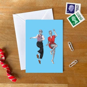 Hop Hopp Sprung Happy Dance Grußkarte mit Umschlag | Blanko Geburtstagskarte | Lindy Hop Notizkette | Swing Dance Karte | Valentinstag-Karte