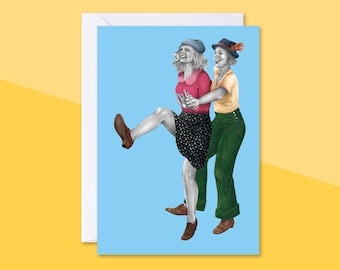 In Tandem Lindy Hop Greetings Card With Envelope | Blank Birthday Card | Lindy Hop Notelet | Swing Dance Card