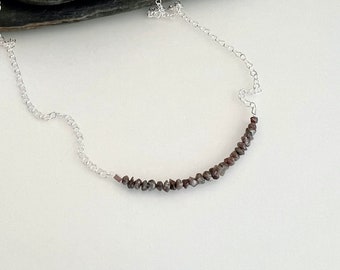 Raw Diamond necklace, April birthstone necklace, minimal, gift for her, mum, girlfriend, fiancé, wife, raw stone, rough uncut diamonds