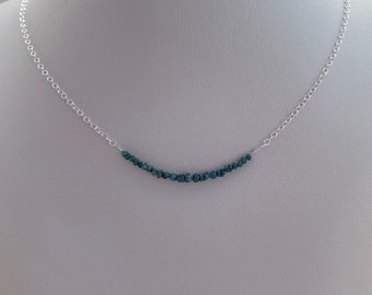 Raw BLUE DIAMOND necklace, April birthstone necklace, minimal, gift for her, mum, girlfriend, fiancé, wife, raw stone, rough uncut diamonds