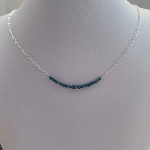 Raw BLUE DIAMOND necklace, April birthstone necklace, minimal, gift for her, mum, girlfriend, fiancé, wife, raw stone, rough uncut diamonds