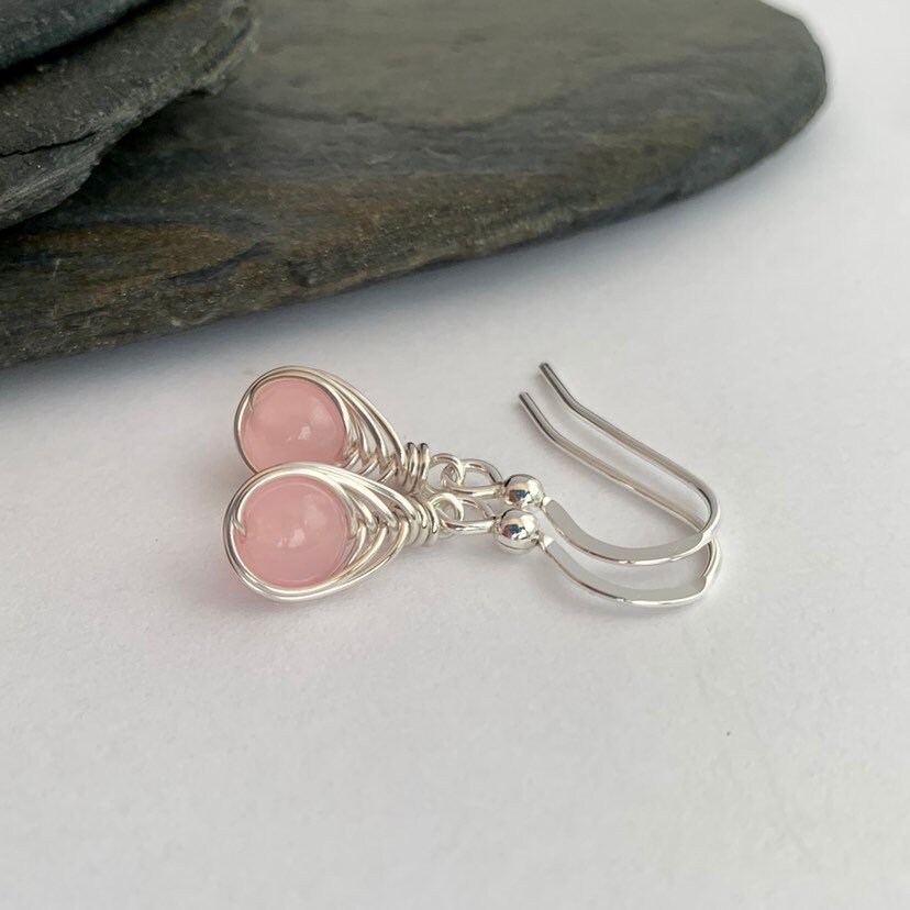 Pink Rose Quartz Necklace and Earrings Set Rose Quartz - Etsy UK