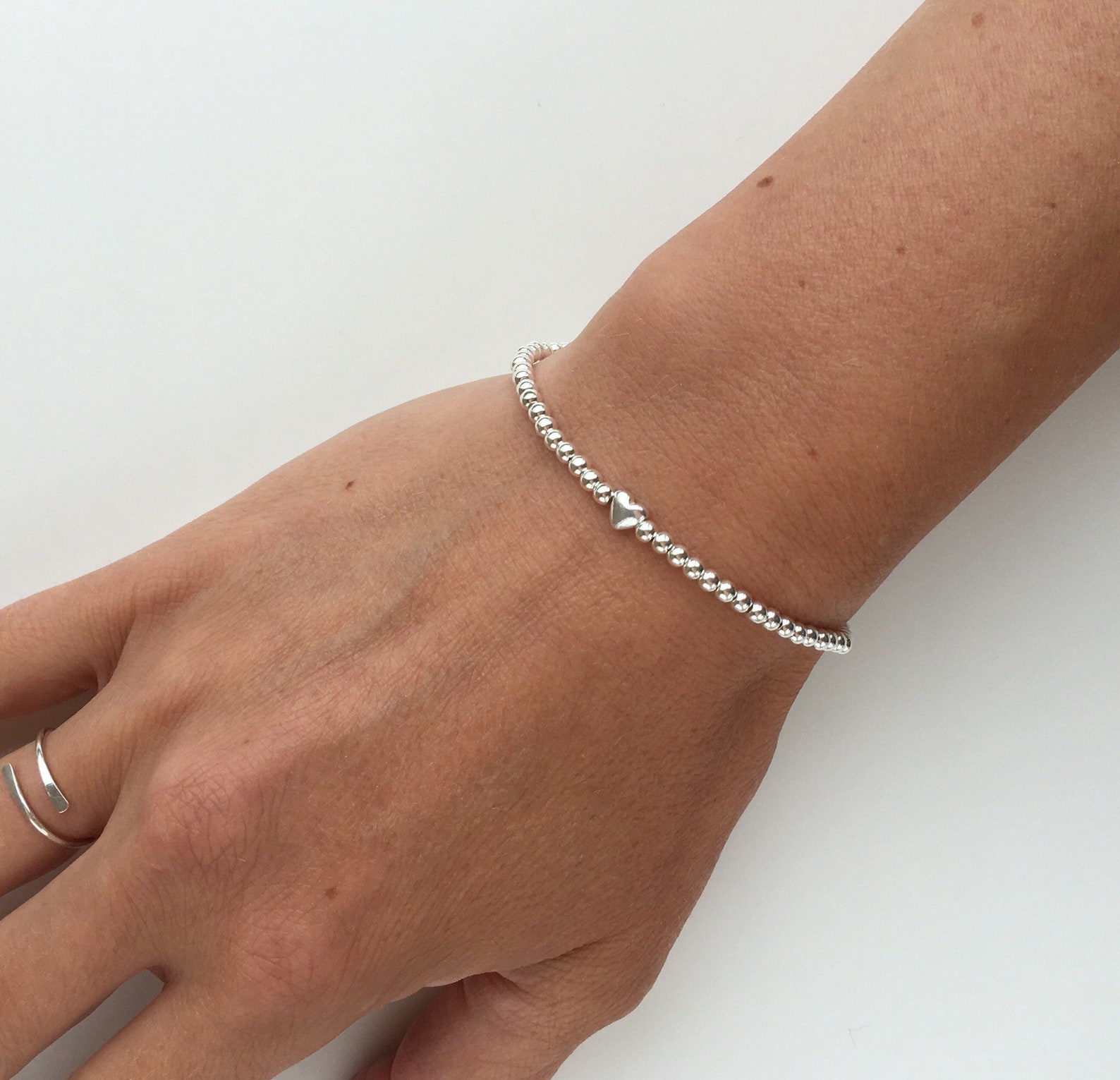 Silver Heart Bracelet With Customizable Fit