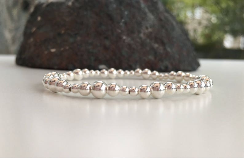 Sterling Silver Stretch Bracelet Sterling Silver Beaded Etsy UK