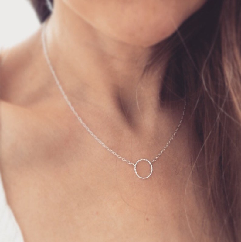 Triple Circle necklace and earrings set, gift for mum, mum of three, minimal Sterling silver circle earrings, three circle image 9