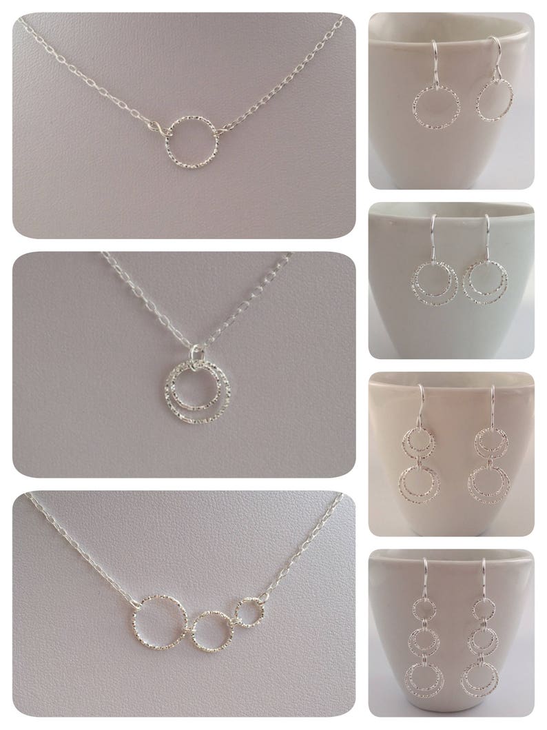 Five Circle Necklace Sterling Silver Circles Asymmetric Etsy UK