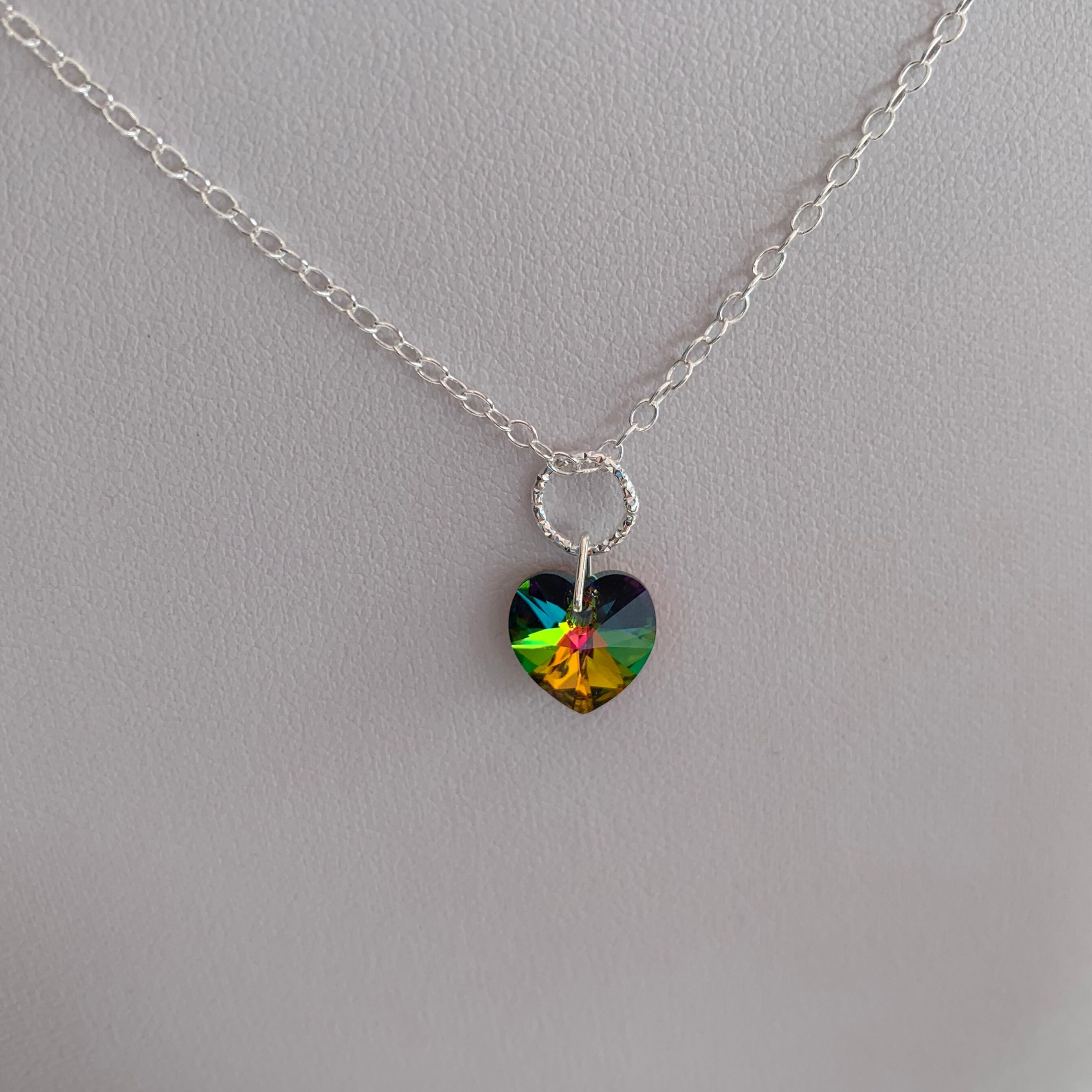 Rainbow heart earrings and necklace crystal hearts with Etsy