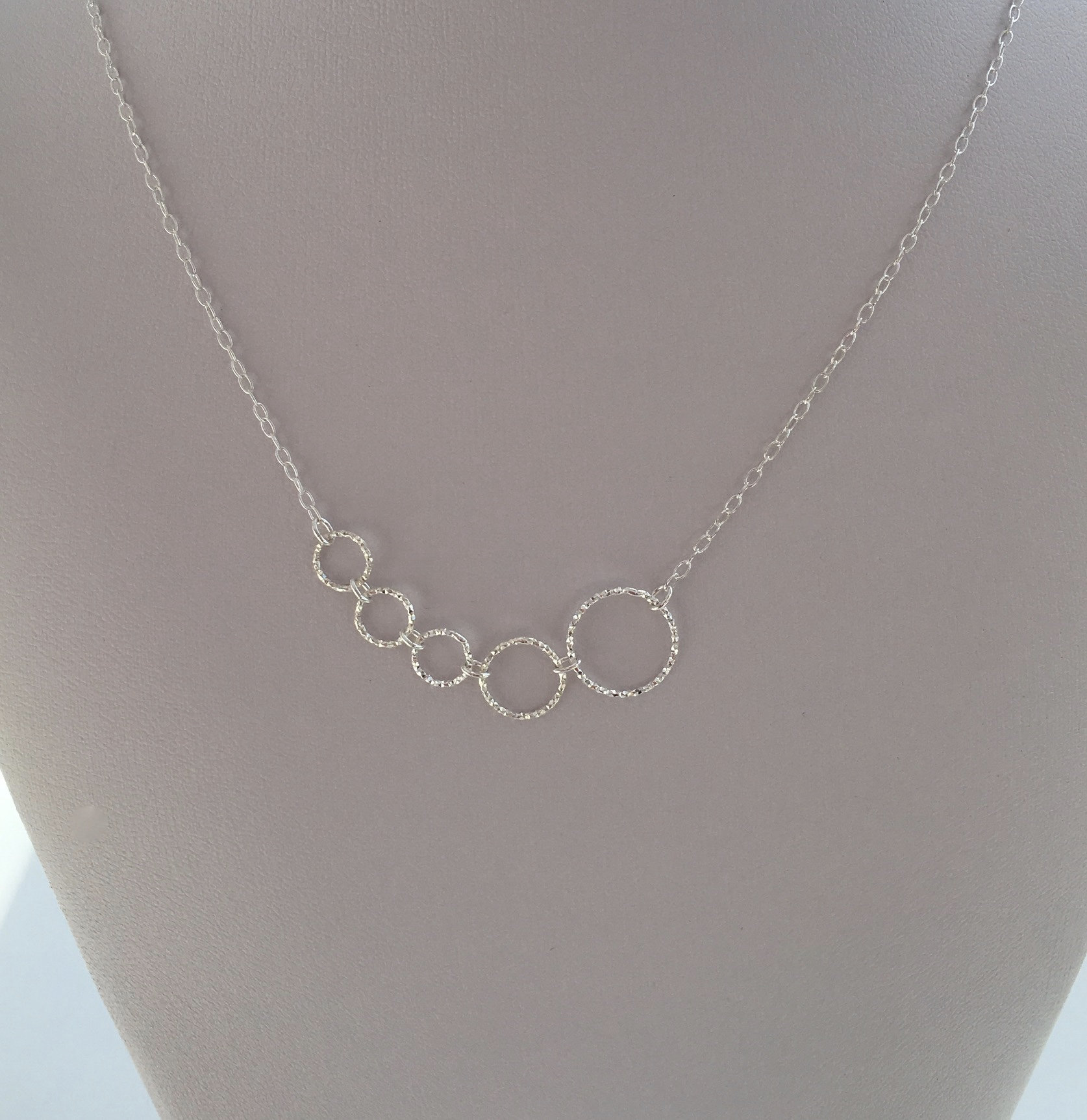 Five Circle Necklace Sterling Silver Circles Asymmetric Etsy UK
