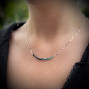 Ombré Tourmaline Necklace. From black to blue tourmaline on Sterling silver chain