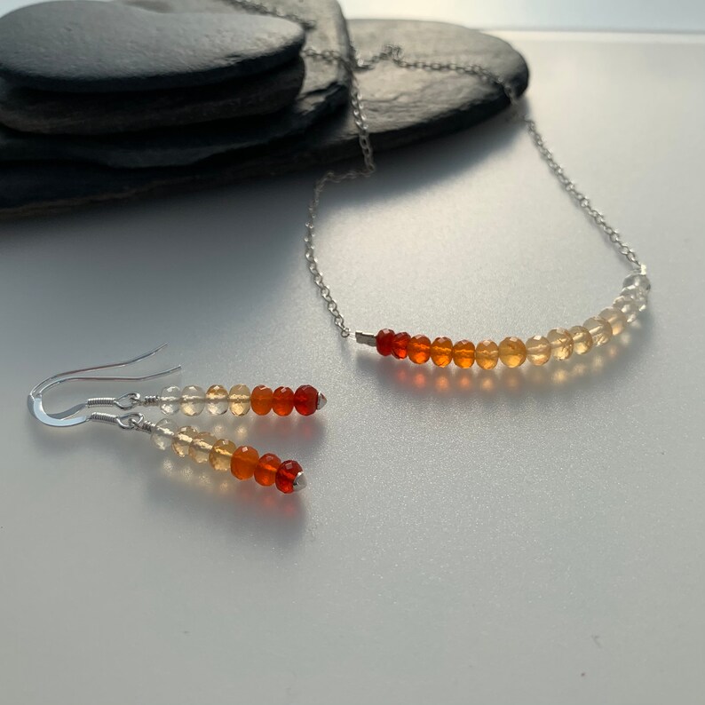 Fire Opal earrings, Opal jewellery, Ombré orange, gift for her, girlfriend gift, wife gift, gift for mum, summer, October birthstone image 5