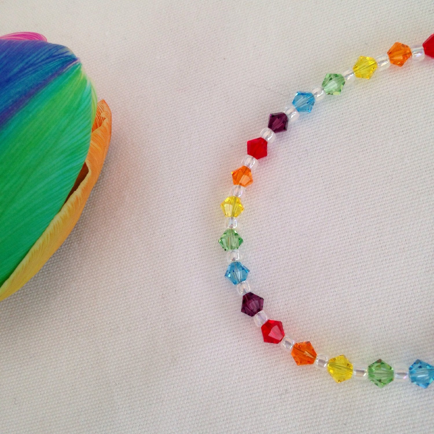 Rainbow Jewellery Set With Crystal Elements and Sterling Etsy UK