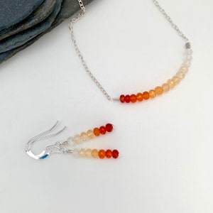 Fire Opal earrings, Opal jewellery, Ombré orange, gift for her, girlfriend gift, wife gift, gift for mum, summer, October birthstone image 2