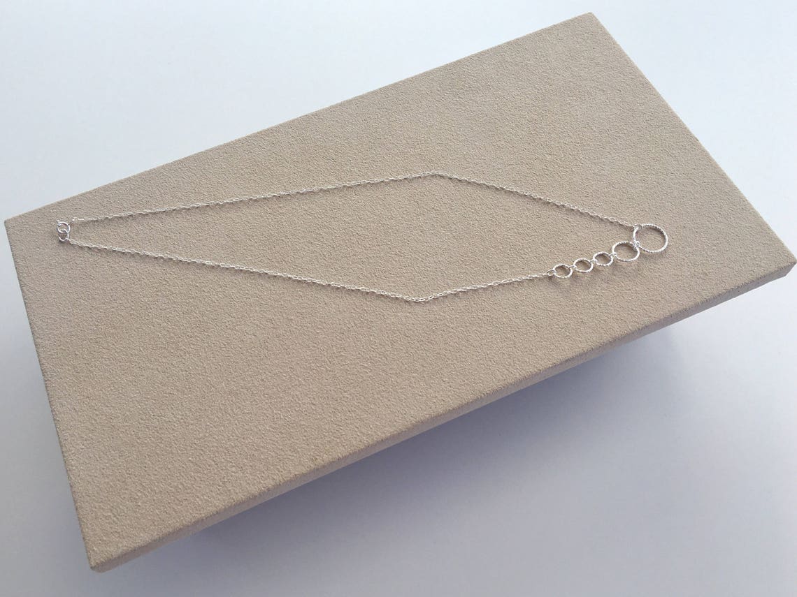 Five Circle Necklace Sterling Silver Circles Asymmetric Etsy UK