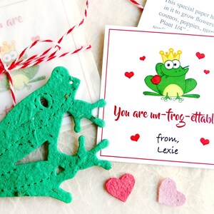 12 Plantable Frog Valentines with Flower Seeds - Kids School Valentines Day Cards - Frog Prince Baby Shower - Tree Frog Rainforest Theme