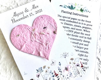 Wildflower Seed Wedding Favors - Personalized Seed Paper Hearts - Bee Friendly Pollinator Friendly