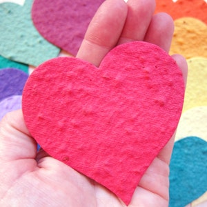 20+ Plantable Paper Hearts - Flower Seed Wedding Favor Place Cards - Your Choice Quantity and Color