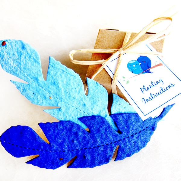 12+ Seed Paper Feathers - Boho Wedding Favors - Royal Blue Purple Teal Red Orange Lilac Green Seed Paper Plantable Boho Baby Shower