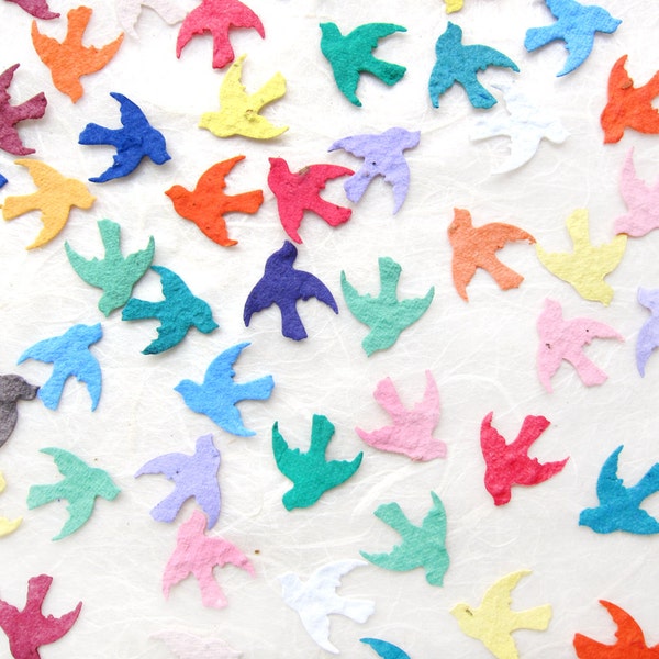 100+ Seed Paper Confetti Birds - Plantable Flower Seed Bird Confetti Wedding Favors - Plantable Paper - Put a Bird on it - Your Choice Color