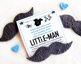 Plantable Seed Paper Mustache Favors: Little Man Baby Shower