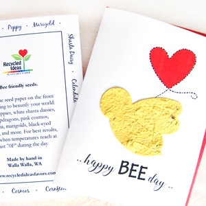 Carte d'anniversaire à planter pour le joyeux jour des abeilles - Graines de fleurs adaptées aux abeilles - Carte vierge