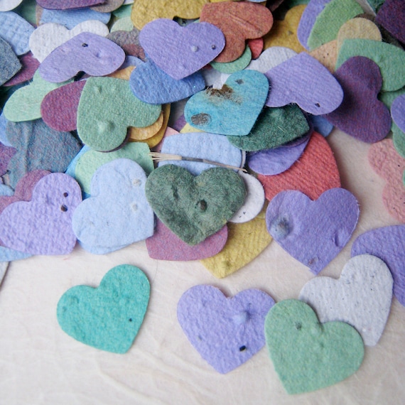 Green Flower Seed Paper Heart Plantable Party Confetti Qty. 100 