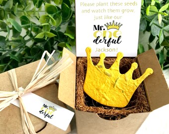 12 Flower Seed Crown Baby Shower Favors - Seed Planting Kit Mr ONEderful