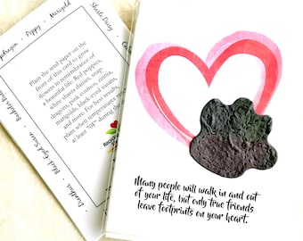 Plantable Pet Sympathy Card - Dog or Cat - Eco-Friendly Card for Pet Memorial - Pawprints on your heart - Flower Seed Paw Paper