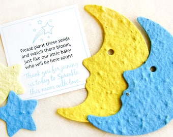 20+ LARGE Flower Seed Paper Moons - Over the Moon Baby Shower Favors - Plantable
