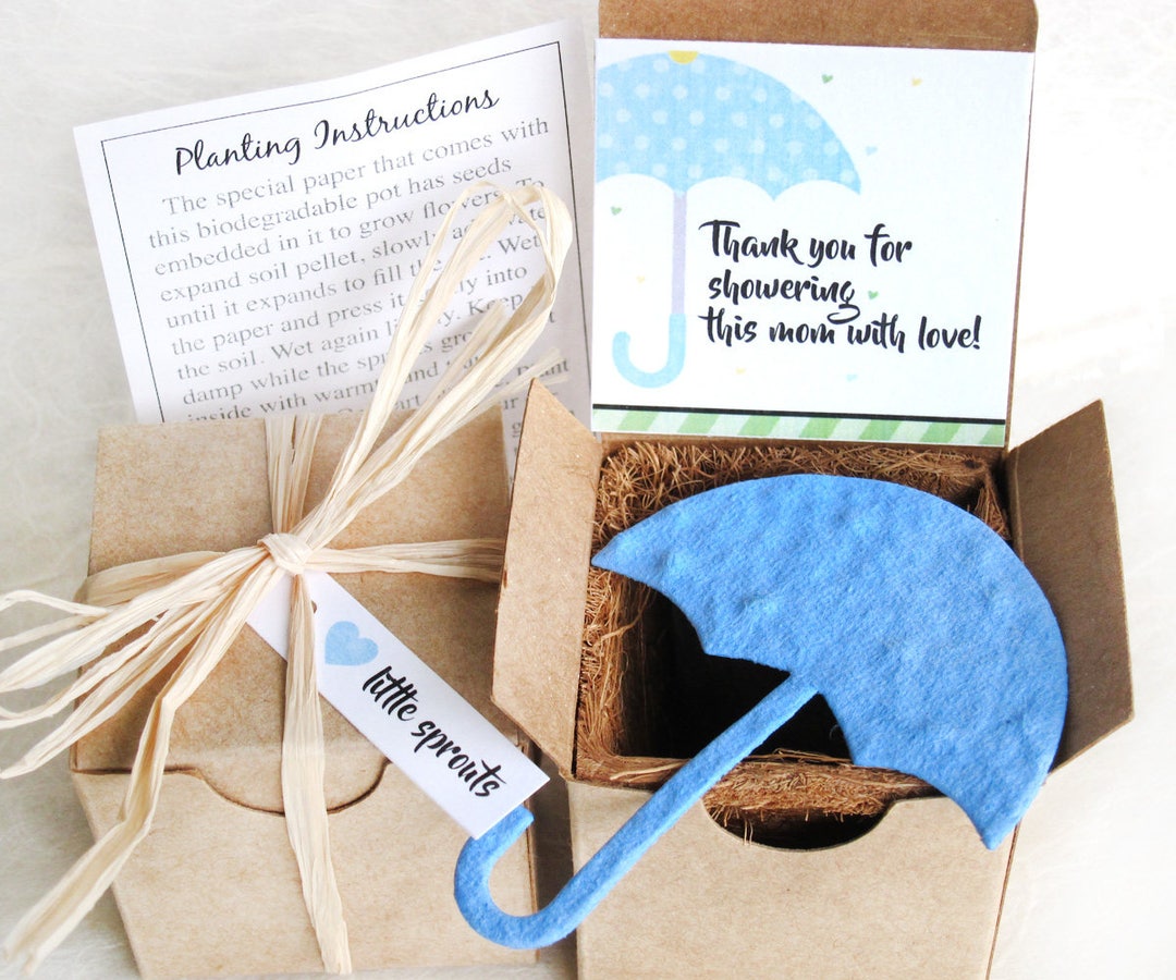 12 Flower Pot Baby Shower Favors Seed Paper Umbrellas With Plantable