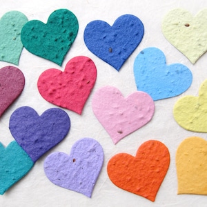 20+ Medium Size Flower Seed Paper Hearts - 2 inch Red Pink Orange Yellow Green Blue Teal Purple