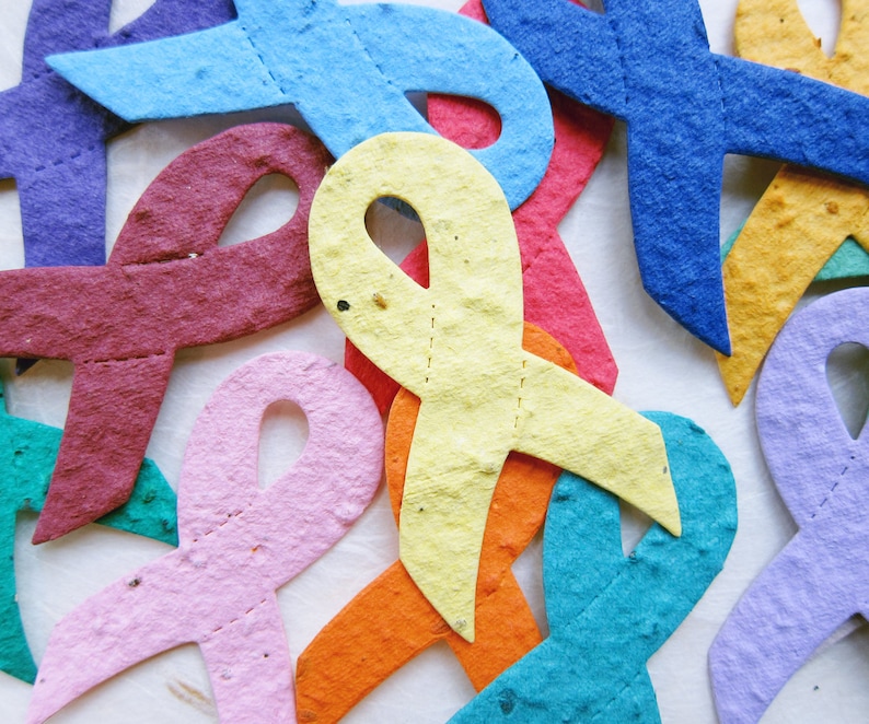 20+ Plantable Seed Paper Cancer Awareness Ribbons - 17 Colors - Etsy