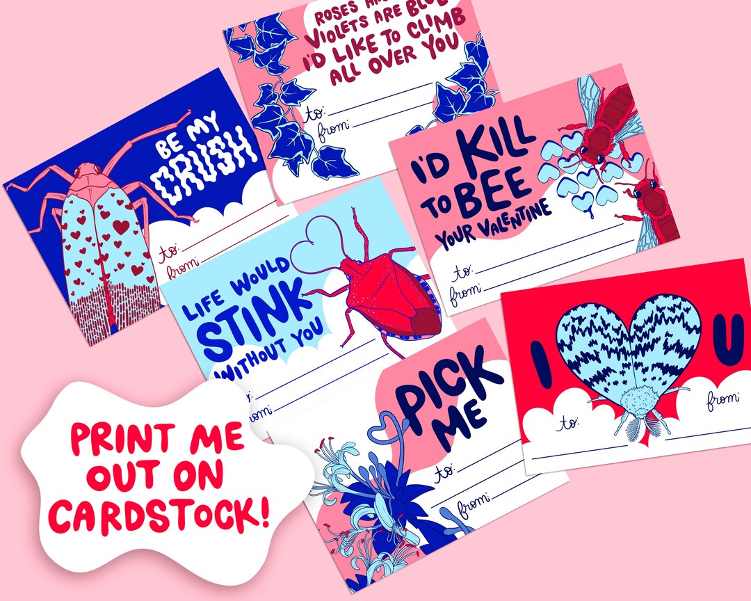DIGITAL DOWNLOAD Printable Valentine's Day Cards Invasive Species ...