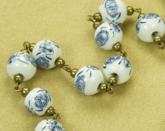 Blue And White Porcelain Neclace