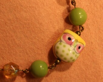 Green Porcelain Owl Bracelet