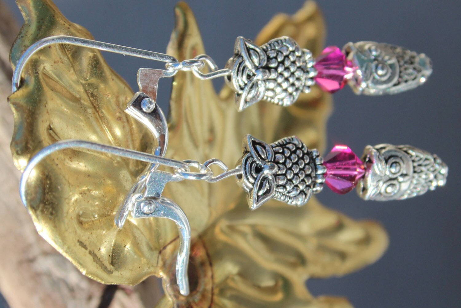 Silver Double Owl Earrings