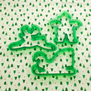 Vintage 3 Pc. Green Transparent Christmas Cookie Cutters