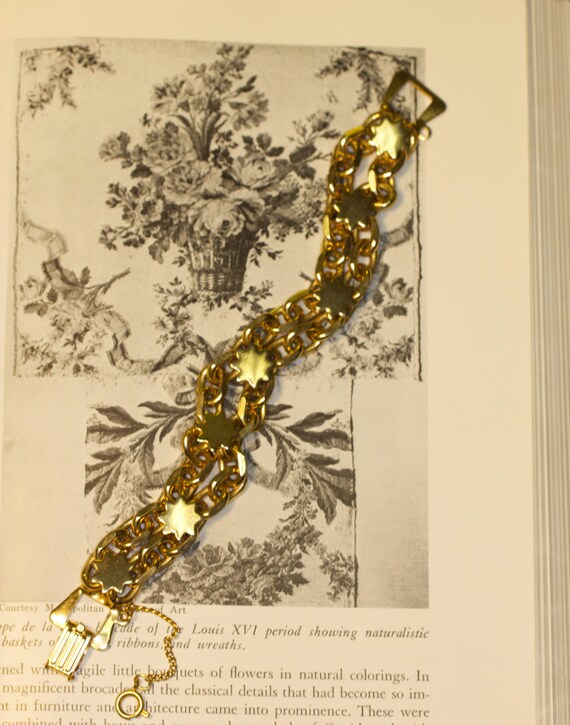 Vintage Gold Tone Heavy Double Rolo Chain Link Bracelet