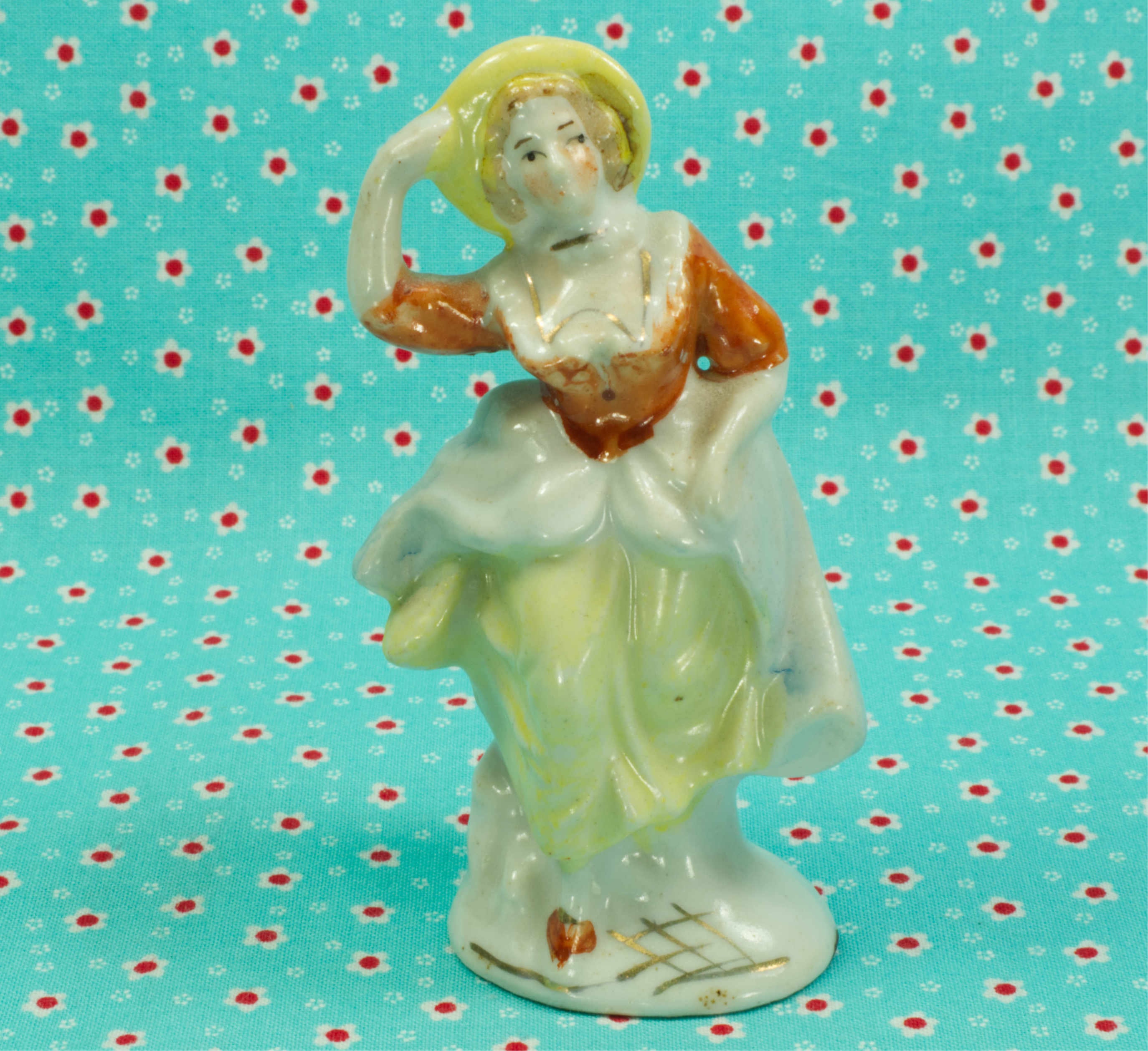 Vintage Porcelain Colonial Lady With Hat Figurine Japan Etsy