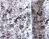Doodle, Black and white, Zentangle, zentangle Cards, Note card, post card, hand made, folded, unique, designers, collectable, original