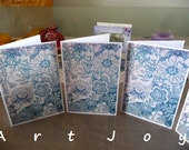 Note card, post cards, print, graphic,floral, Victorian, vintage, blue, aged, pattern,  blank, set,