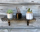 Vintage Metal Shelf Long Black Iron One Tier Wall Organizer Bath and Beauty Black Plant Stand Jewelry Display Spice Rack ReFabulousReVamped