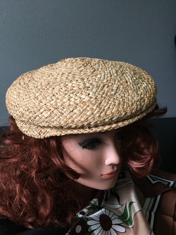 Brown Beret Two Tone Cream Beret Vintage Caramel Tam Woven Pillbox ReFabulousReVamped ReFabulous
