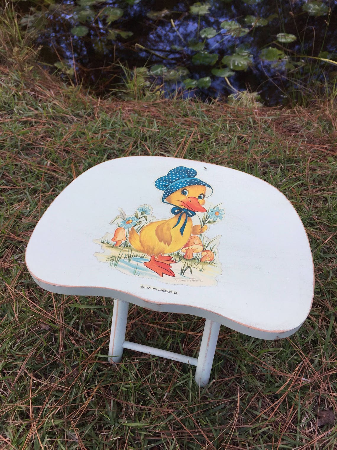 Vintage Wood Stool Duck Stool Pale Green Nevco Foldn Folding Etsy